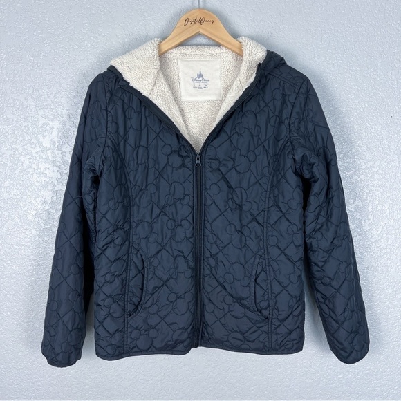 Disney Parks Mickey Mouse Quilted Sherpa Hooded Jacket, Black S - Authentic - Picture 7 of 12